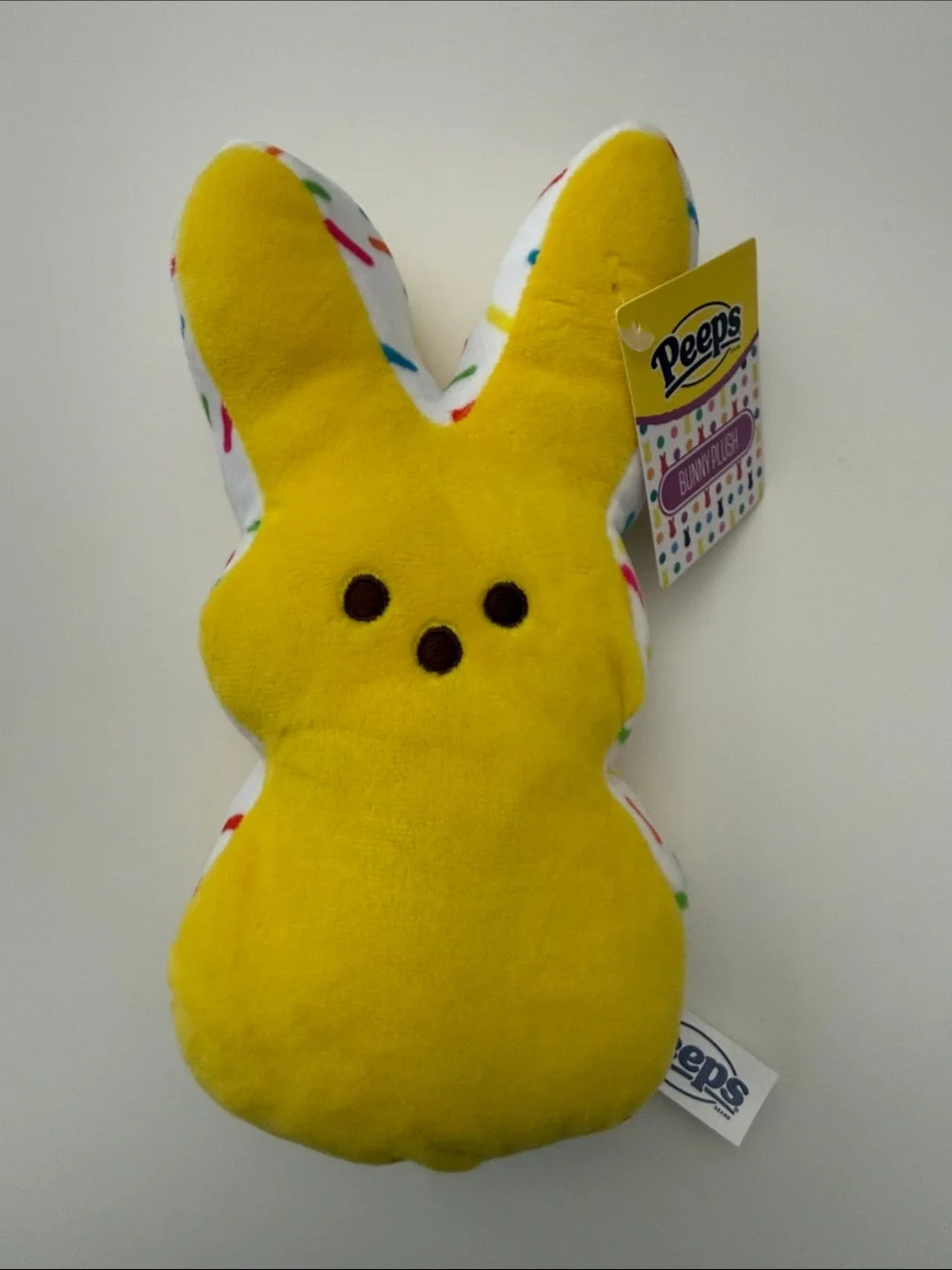 Peeps 8 Inch Yellow with Confetti Pattern on Sides/Top/Bottom Bunny Plushie